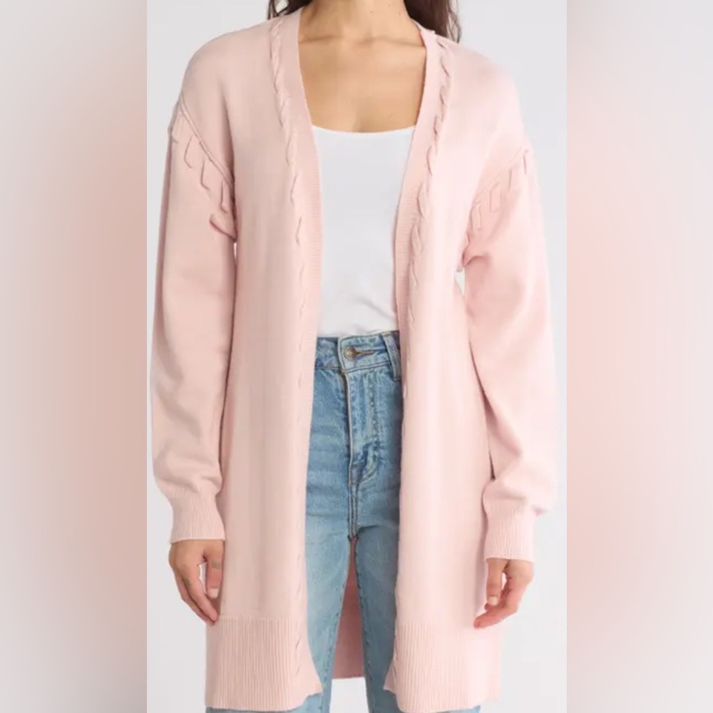 NEW - Laundry by Shelli Segal - Women’s Braid Trim Duster Cardigan in Blush